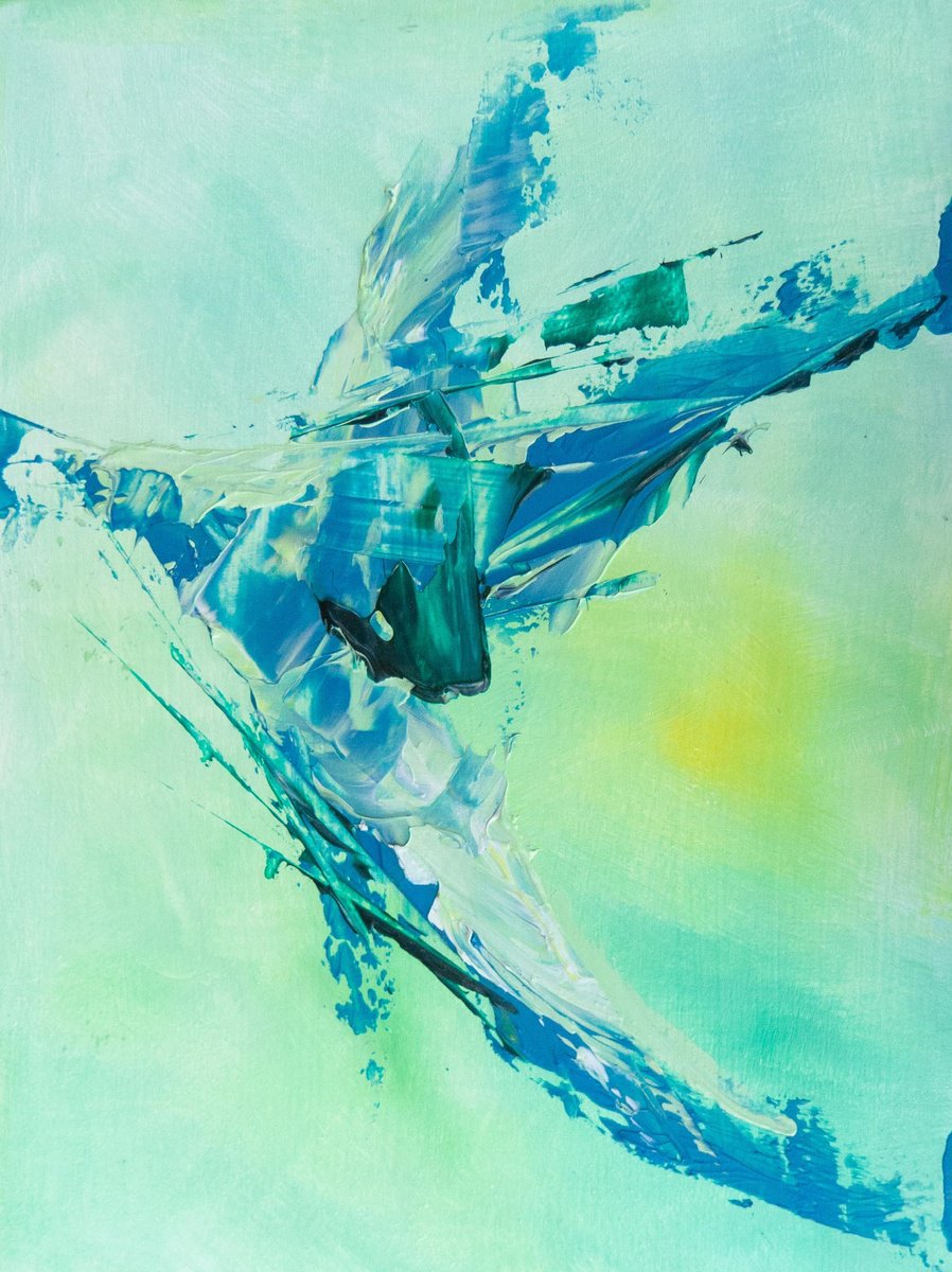 Organic Abstract Oil Painting By Hal Bohner, 6 X 8, Phthalo Green #4, Original Artwork