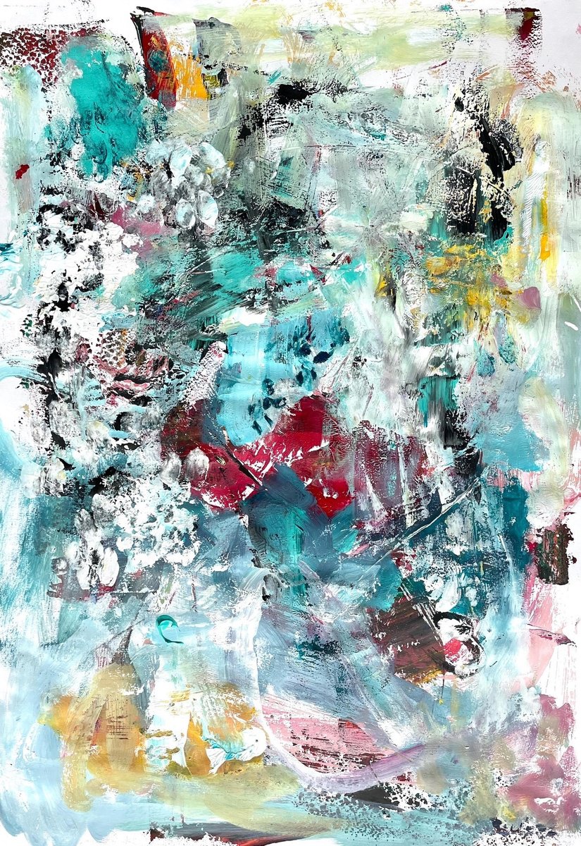 Organic Abstract Acrylic Painting By Christel Haag, 17 X 23, Love Life 4, Original Artwork