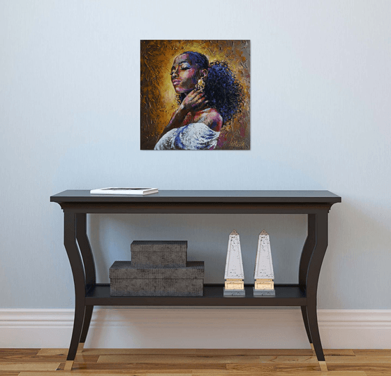 Painting portrait of a black woman - Character - portrait african woman