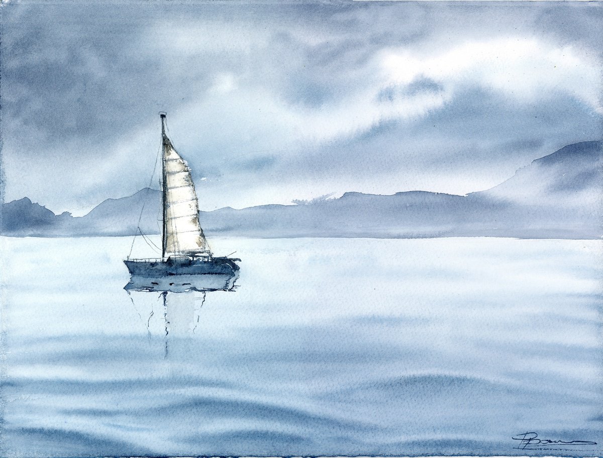 Impressionistic Watercolour , Silent Waters By Olga Tchefranov (Shefranov), 15 X 11, Artwork For Sale On Artfinder