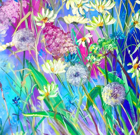 RAINBOW GLADE - Wildflowers. Rainbow. Garden. Blossom. Dreams. Bright day. Summer.