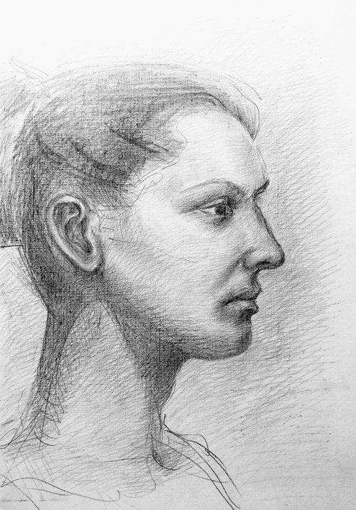 Female portrait. Original pencil drawing. by Yury Klyan