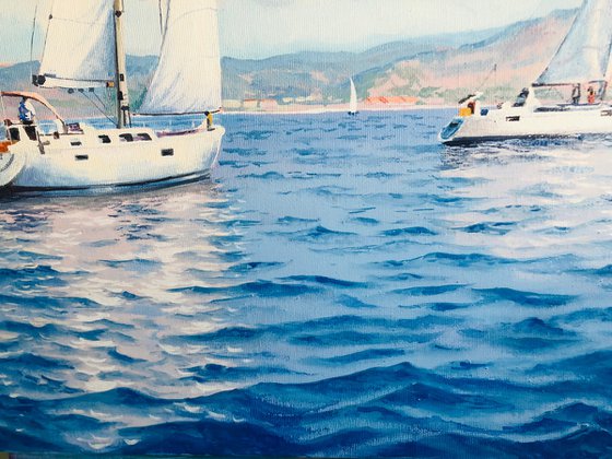 Seascape with Sailboats