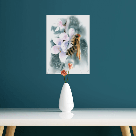 Honey Bee with flower