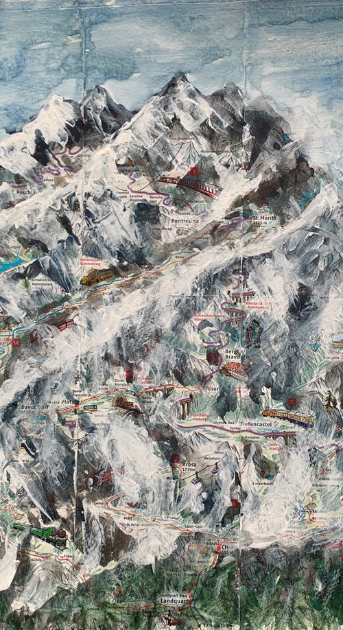 Swiss ski-map Mountain by Suzsi Corio