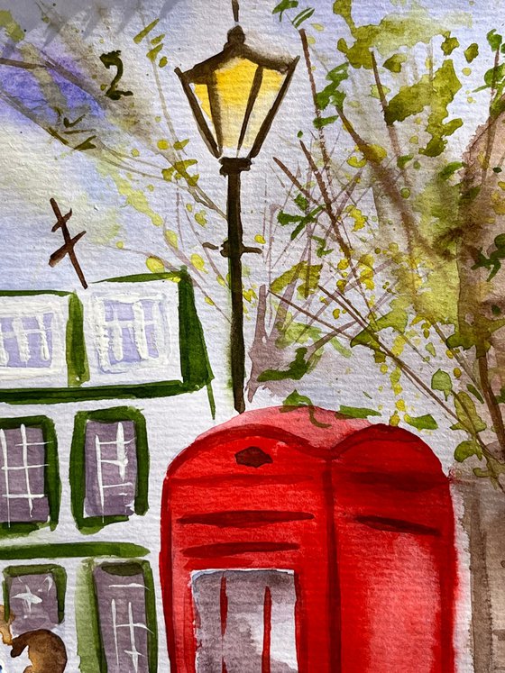 London Love Story - original watercolor painting