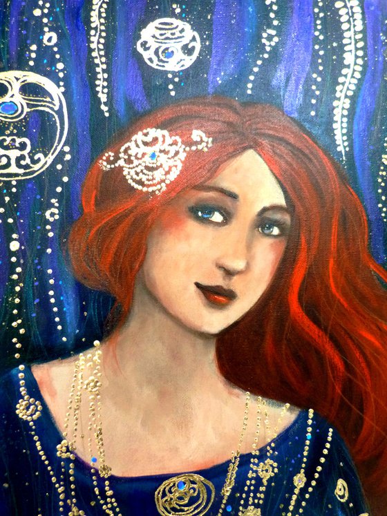Vienna Blue 40 x 50 cm. a tribute to Klimt