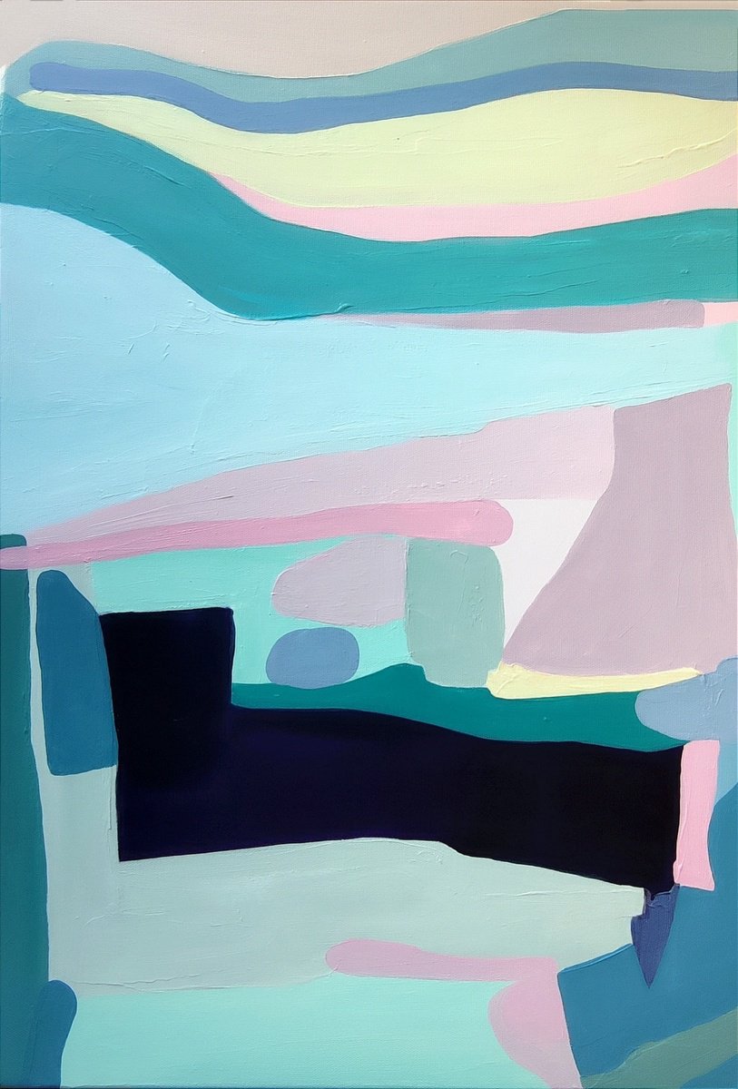 Expressive Landscape Acrylic Painting By Chrissy Guest, 20 X 28, Elements Of Coast, Original Artwork