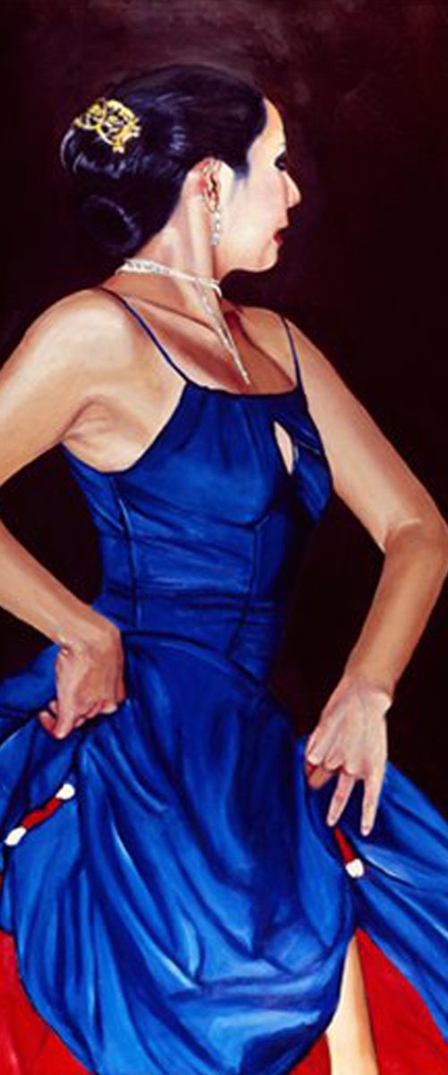 Original Flamenco Painting “ La Greca" Oil Canvas 36" x 48" Maureen H Piccirillo by Maureen Hunt Piccirillo