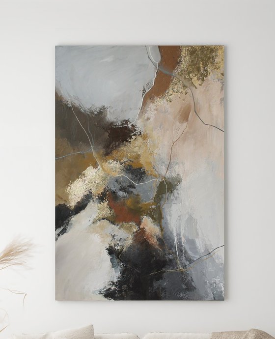 " Rime 2 " Abstract  acrylic gray brown