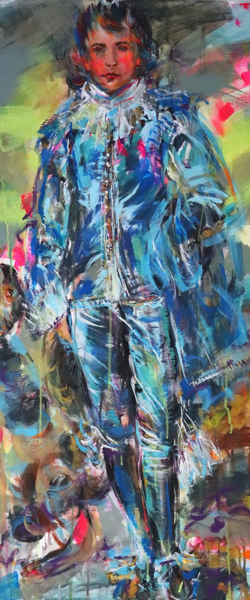 Blue  Boy Listen Mozart by Antigoni Tziora