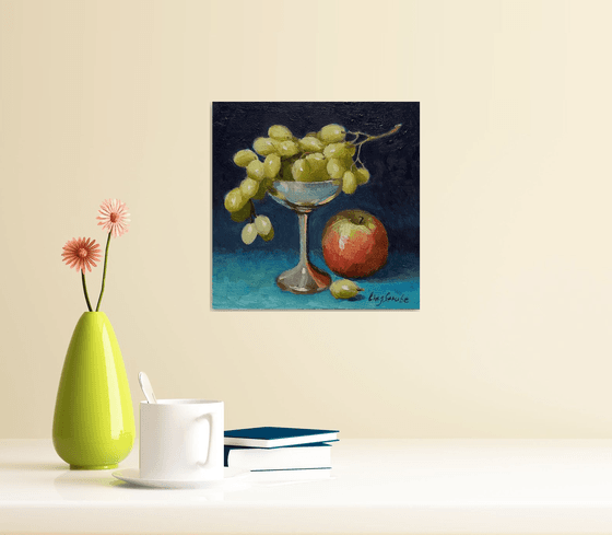 Still Life with Apple and Grapes