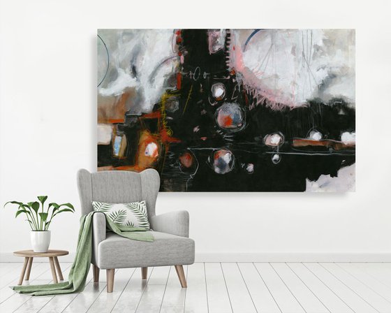 I Can Only Imagine - XX LARGE- 41x26in - Abstract Mixed Media Painting by Kathy Morton Stanion, Modern Home decor, restaurant art