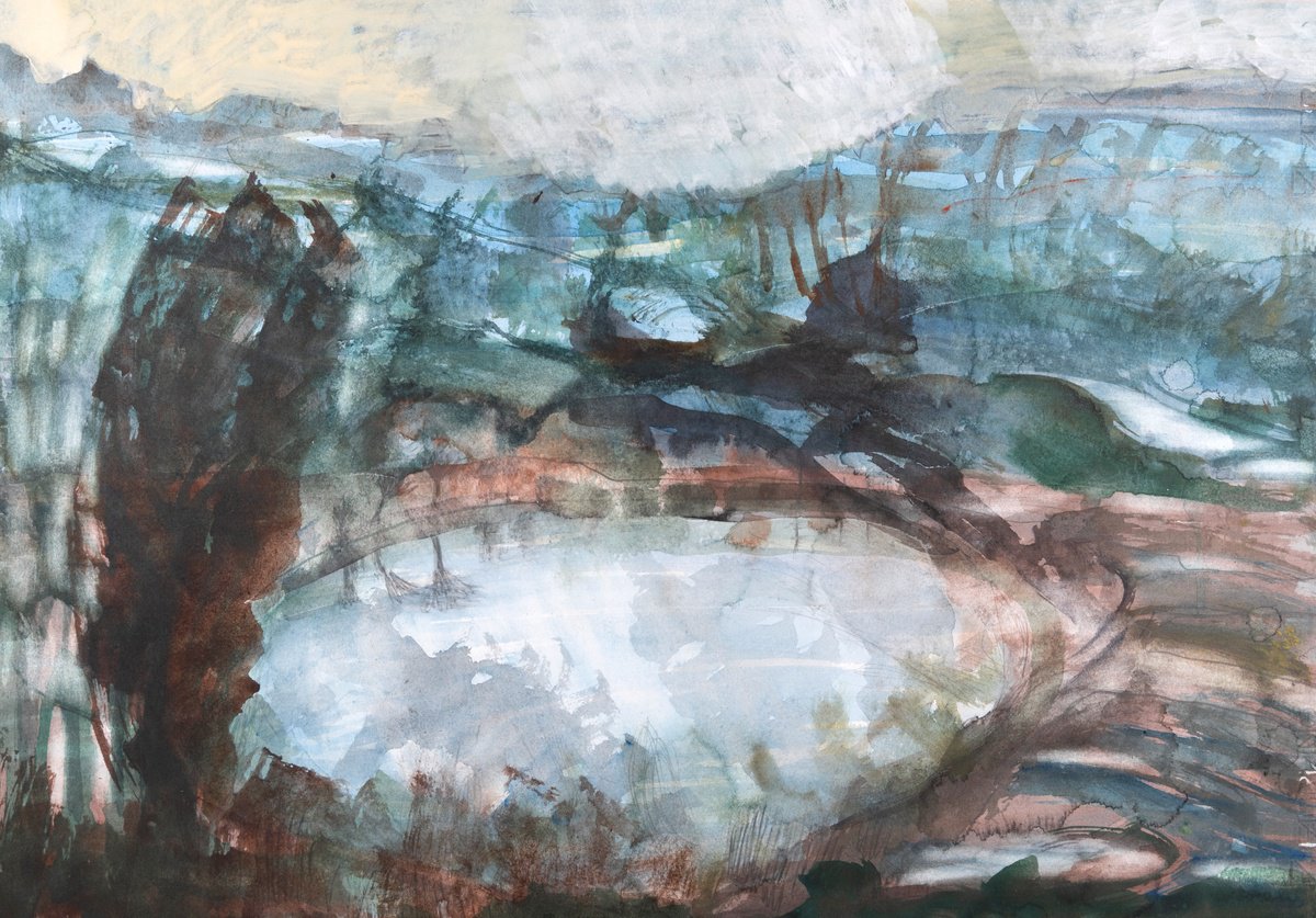 Impressionistic Watercolour , Pond 13 By Elizabeth Anne Fox, 26 X 18, Artwork For Sale On Artfinder