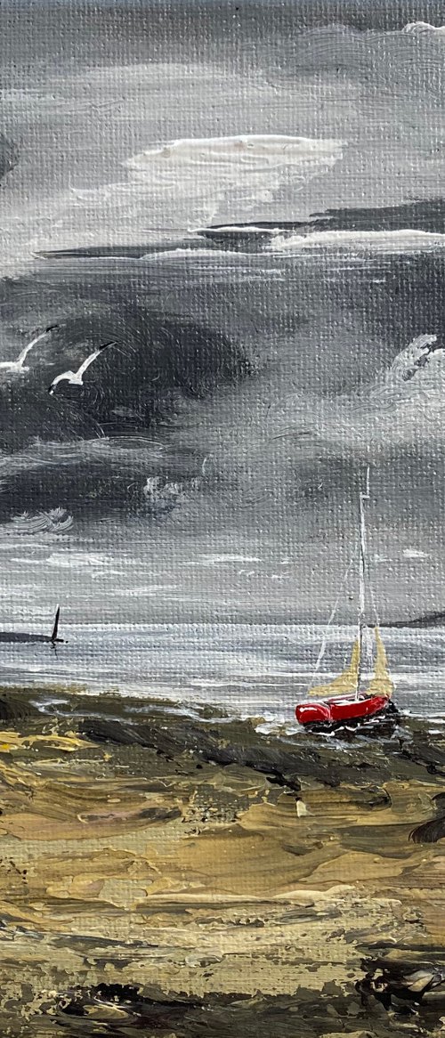Little Red Boat on the Shore by Marja Brown