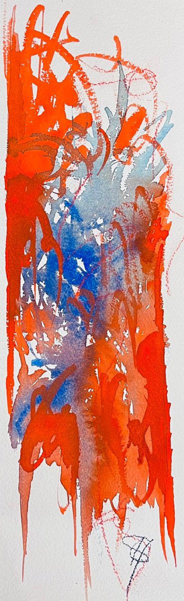 Abstract Painting By Shabs Beigh, 10 X 24", The Fire In Me, Original Artwork