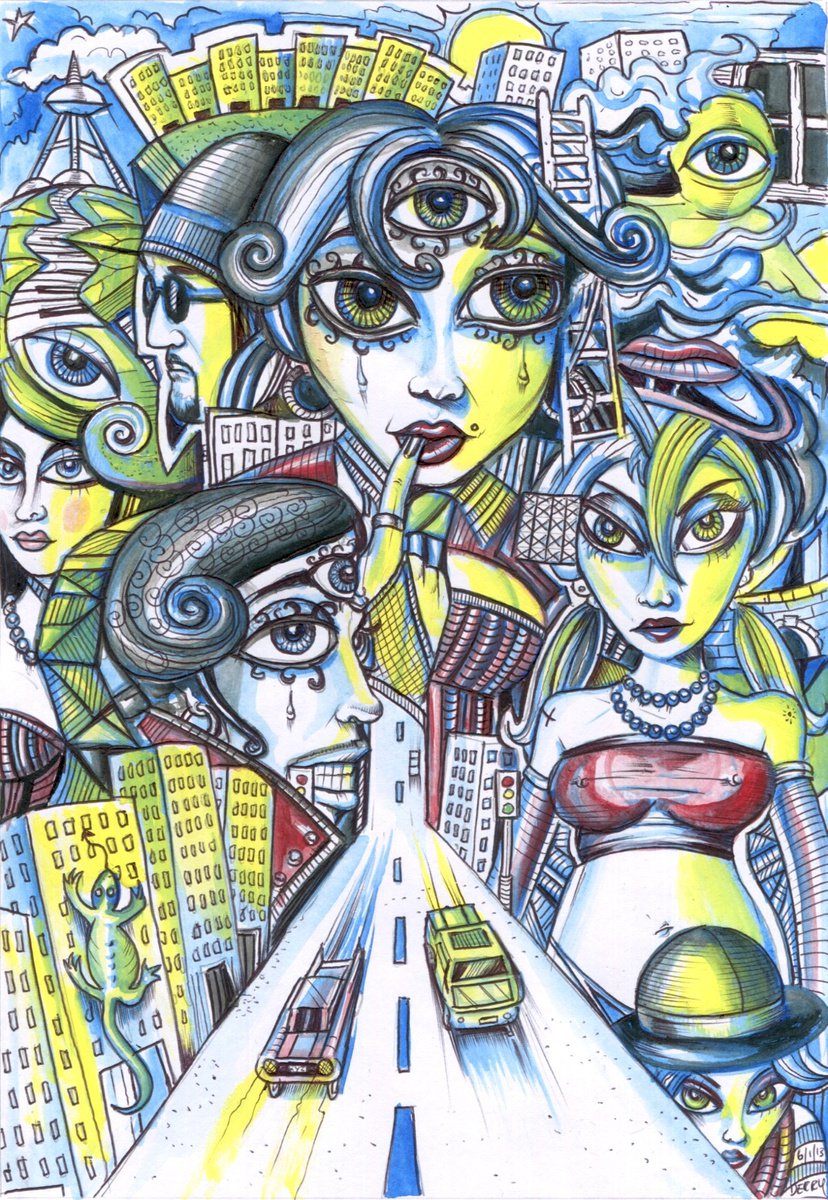 Surrealistic Portrait Drawing By Spencer John Derry, 8 X 12", Cruisin