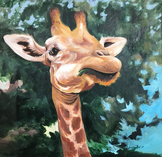 giraffe acrylic painting