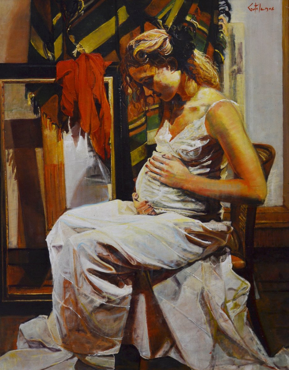 Expressive Oil Painting , The Young Mother By Marco Ortolan, 28 X 35, Artwork For Sale On Artfinder