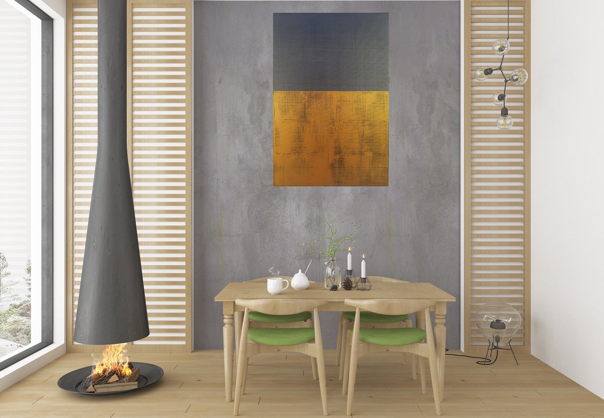 In good and bad times No.2 - golden and black abstract painting by Ivana Olbricht