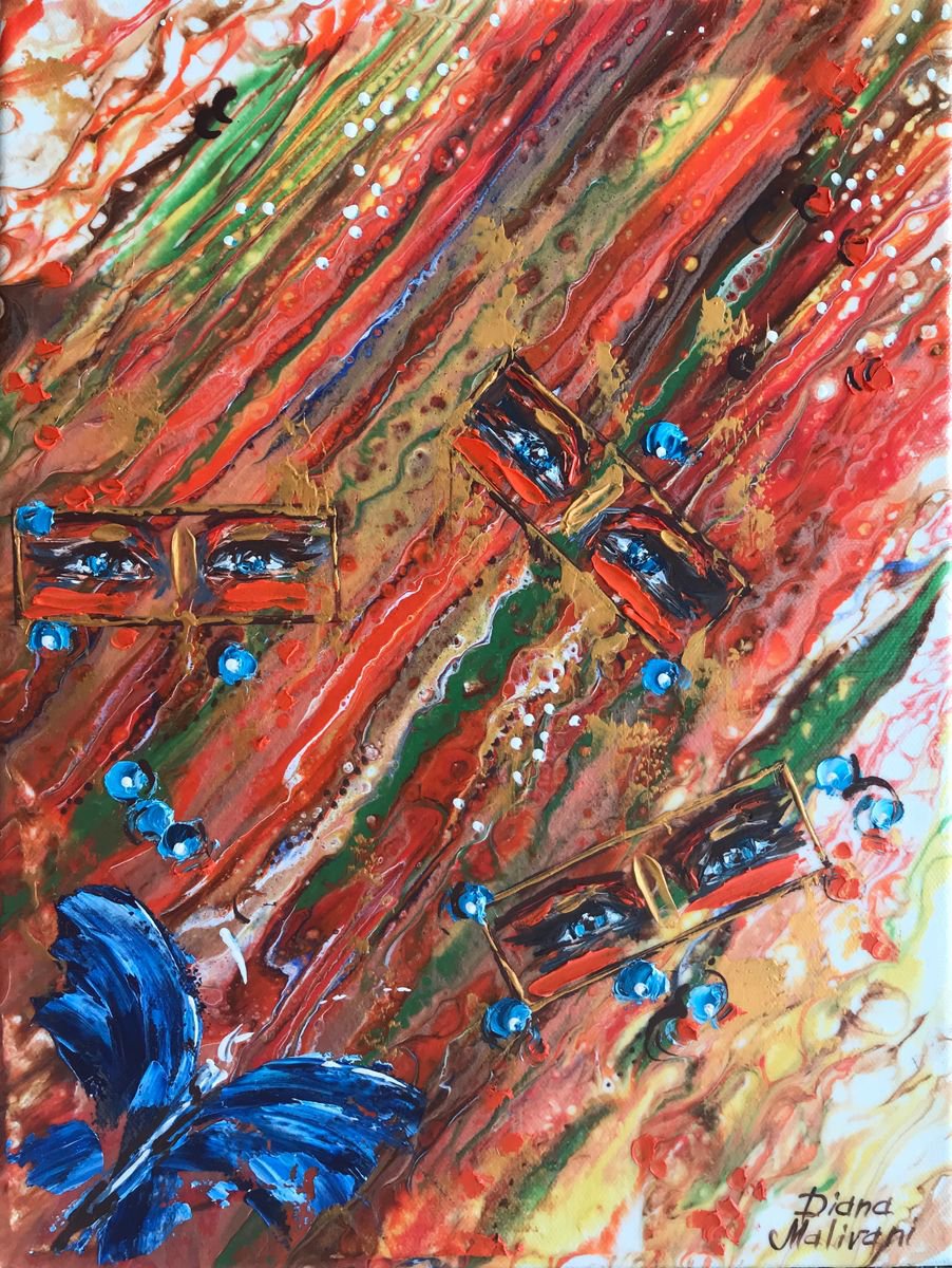 Abstract Acrylic Painting By Diana Malivani, 12 X 17, Contemplation, Original Artwork