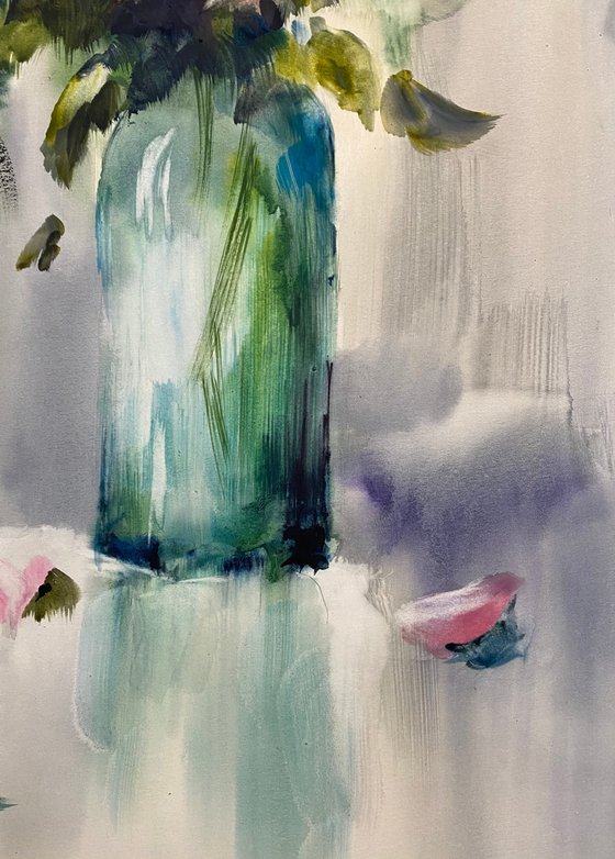 Watercolor “Still life. Peonies” perfect gift