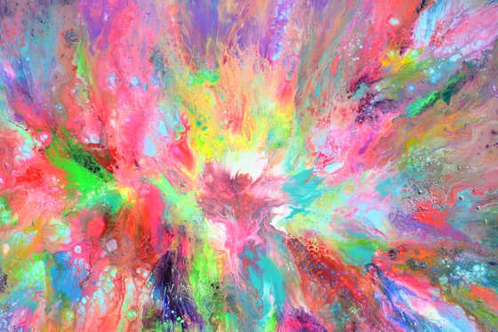 55x31.5'' Large Colorful Ready to Hang Abstract Painting Happy Harmony XXX