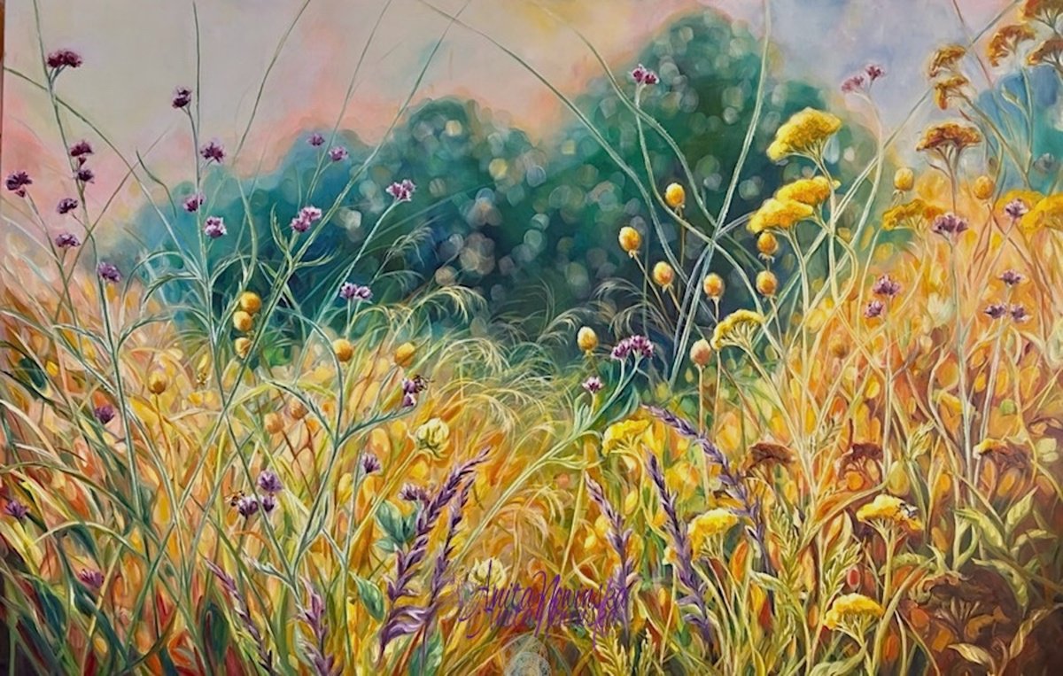 Rise- Wild Garden Painting By Anita Nowinska, 47 X 31, Artwork For Sale On Artfinder