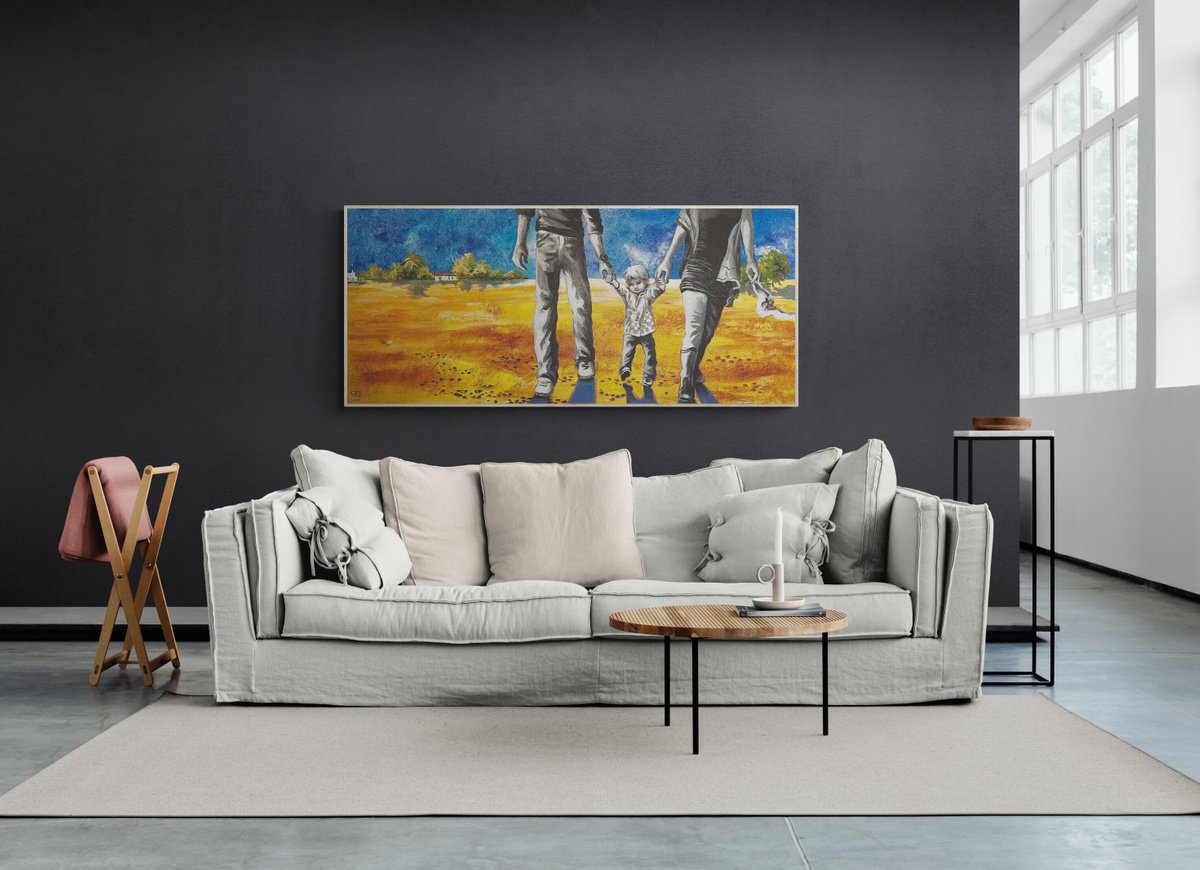 Expressive Portrait Acrylic Painting By Maria Kireev, 55 X 24", No War, Original Artwork