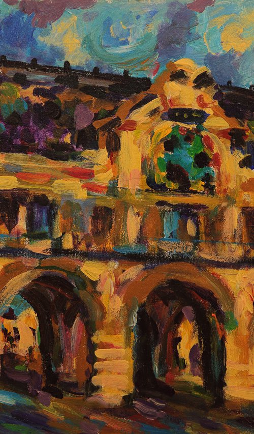 LOUVRE - original painting, architecture of Paris, cityscape by Karakhan