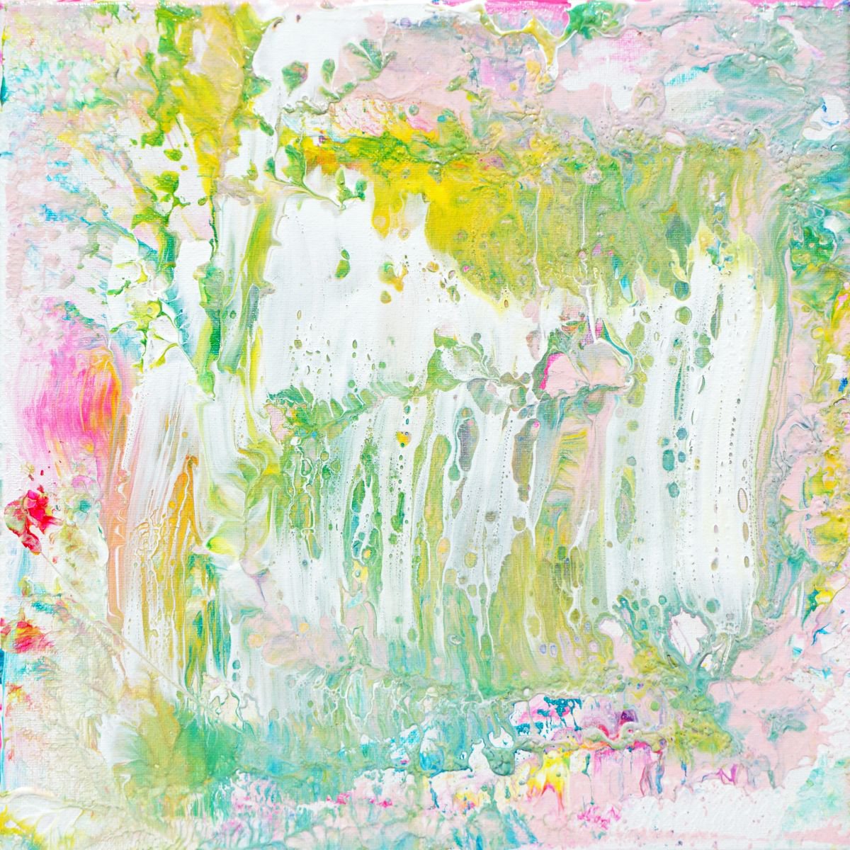 Organic Abstract Acrylic Painting By Jelena B, 12 X 12, Walk Me Through Your Garden, Original Artwork