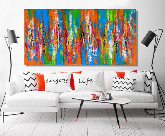 Brand New Day - LARGE,  ABSTRACT ART, PALETTE KNIFE ART – EXPRESSIONS OF ENERGY AND LIGHT. READY TO HANG!