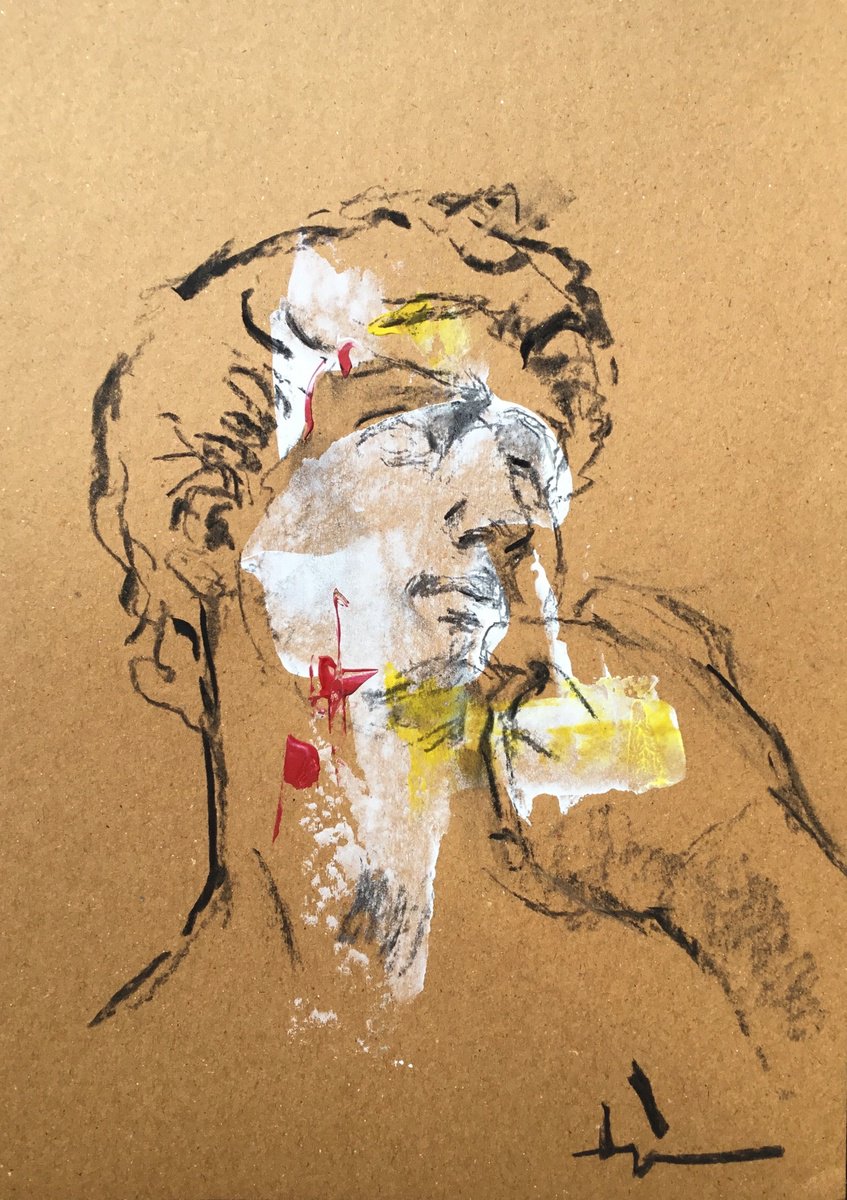 Expressive Charcoal Drawing , Classic Study David (Michelangelo) By Dominique Deve, 8 X 11, Artwork For Sale On Artfinder