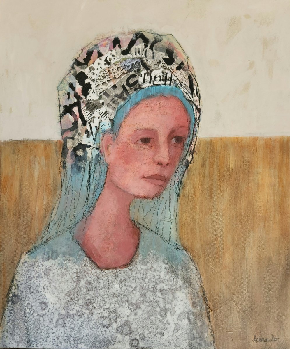 Expressive Portrait Painting By Donna Ceraulo, 20 X 24, Leah, Original Artwork