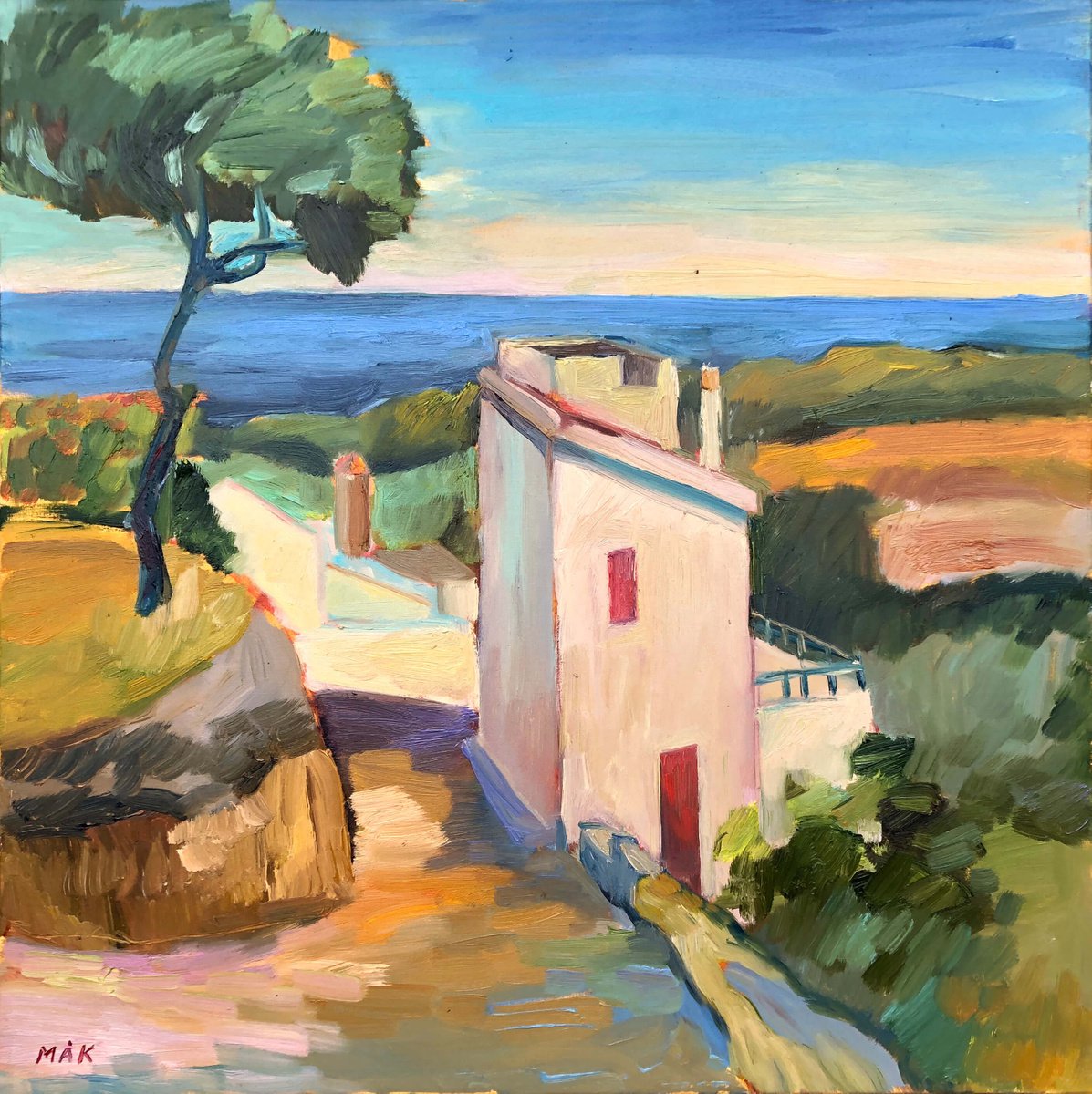 ITALY - expressive landscape with a beautiful Italian villa in the mountains gift idea liv... by Irene Makarova