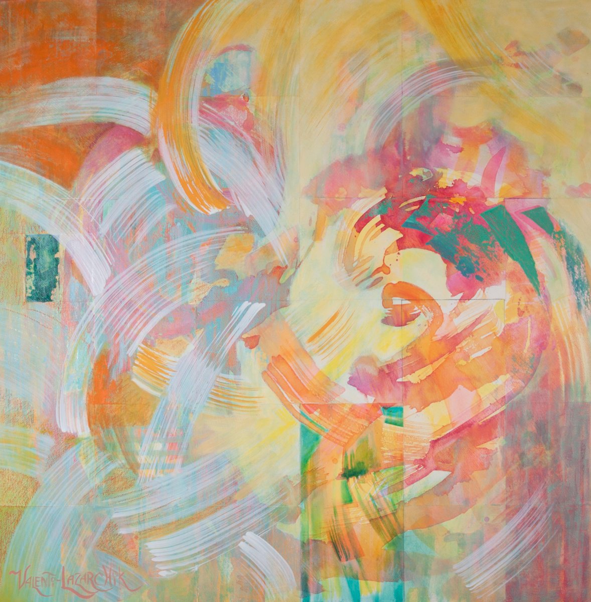 Organic Abstract Painting By Gina Valenti-Lazarchik, 36 X 36, Vortex, Original Artwork