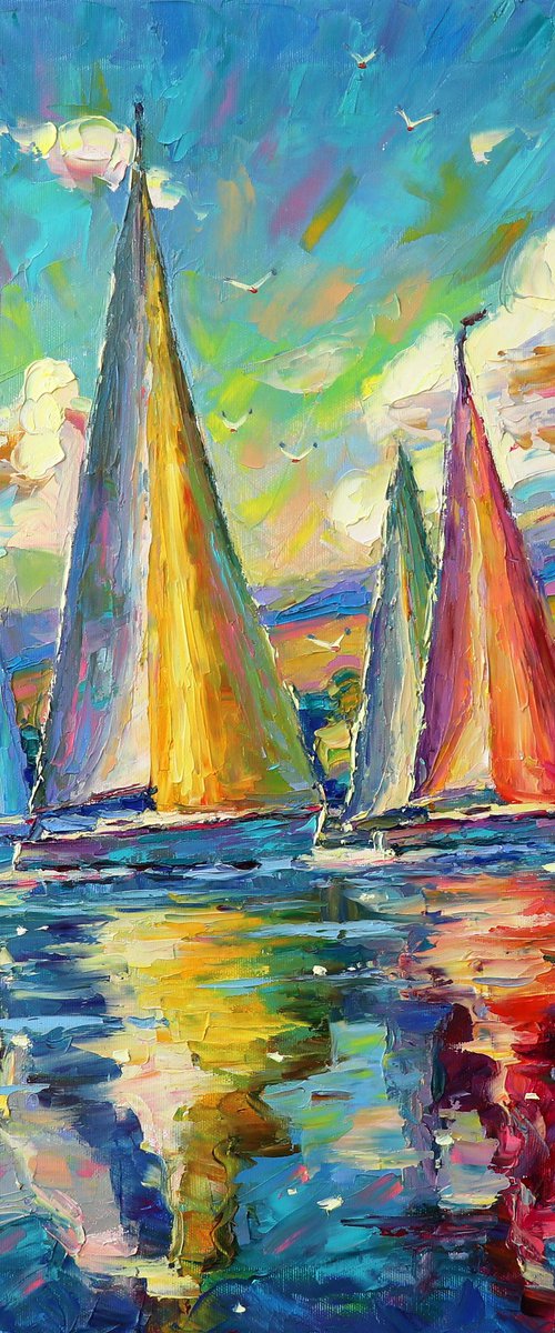 "Sailing yachts" by Evgeny Chernyakovsky