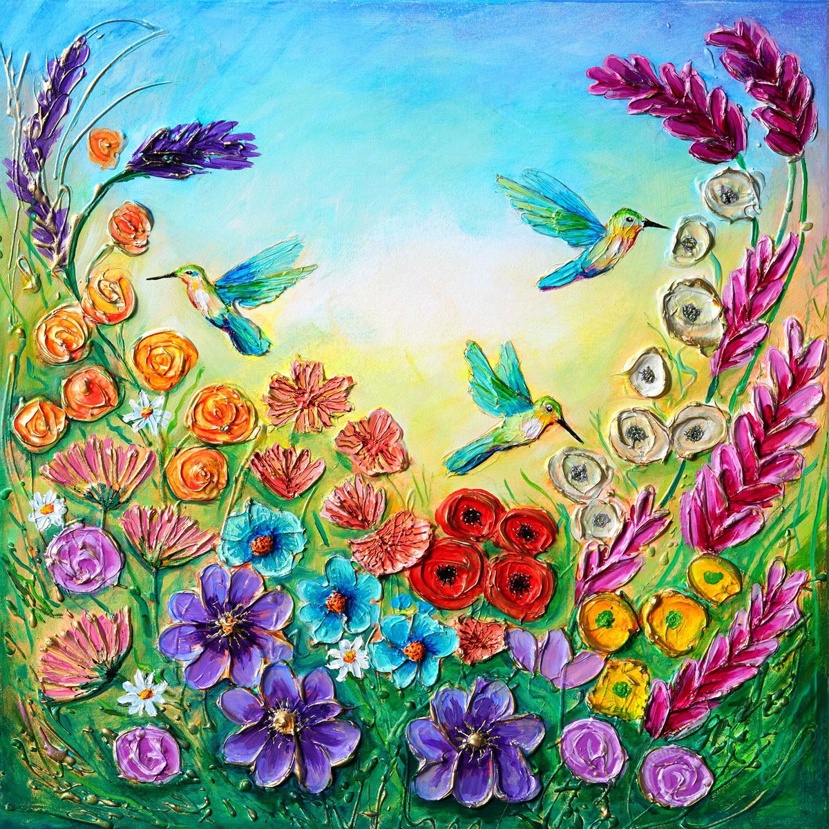  Hummingbird Flight By Amanda Dagg, 24 X 24, Artwork For Sale On Artfinder