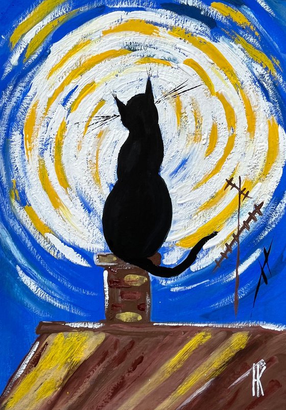 Cat. Moon Lover - original painting