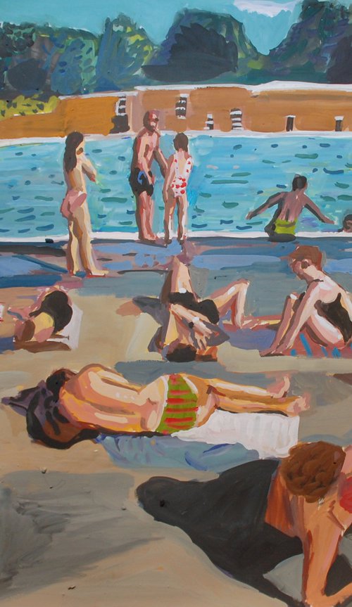 A crowded London Lido by Stephen Abela