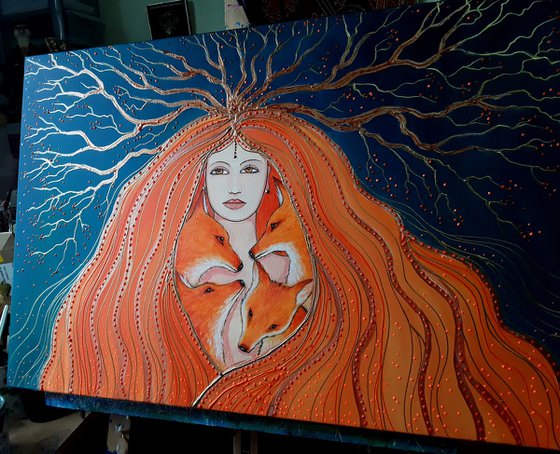 Fox Goddess - Goddess Art - Fox Painting - Mystical Art - Pagan Art - Goddess