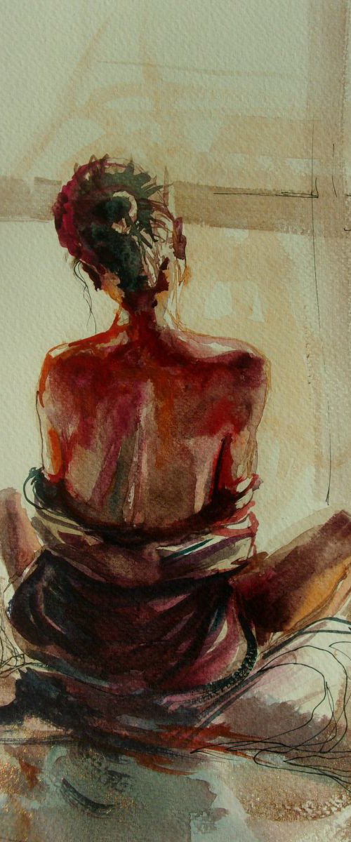 " IN THE LIGHT ... "  original WATERCOLOURS painting  GIFT MODERN URBAN ART OFFICE ART DECOR HOME DECOR GIFT IDEA by Monika Luniak