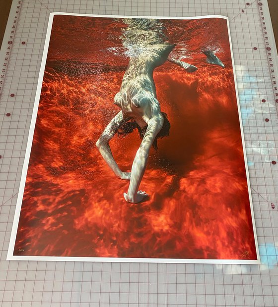 Blood and Milk VIII - underwater nude photograph - archival pigment print 35x26"