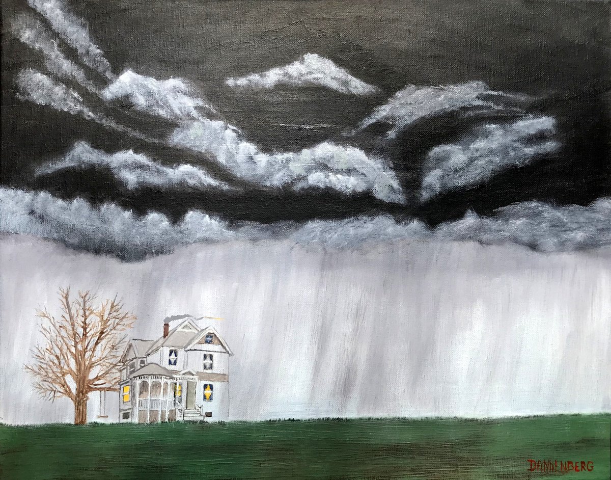 Impressionistic Landscape Oil Painting By Leslie Dannenberg, 20 X 16", Winter Storm, Original Artwork