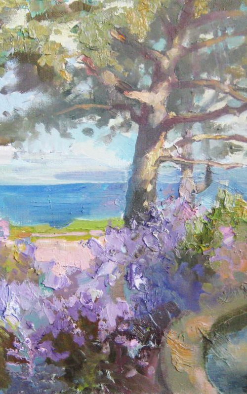 Landscape. Violet blooms by Anastasiia Grygorieva