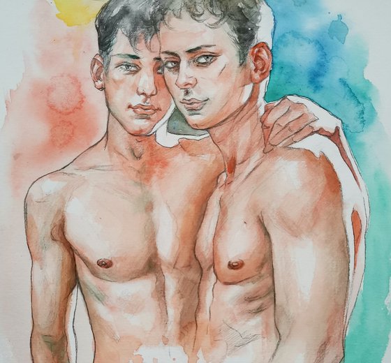 Watercolor-Portrair of men#20815