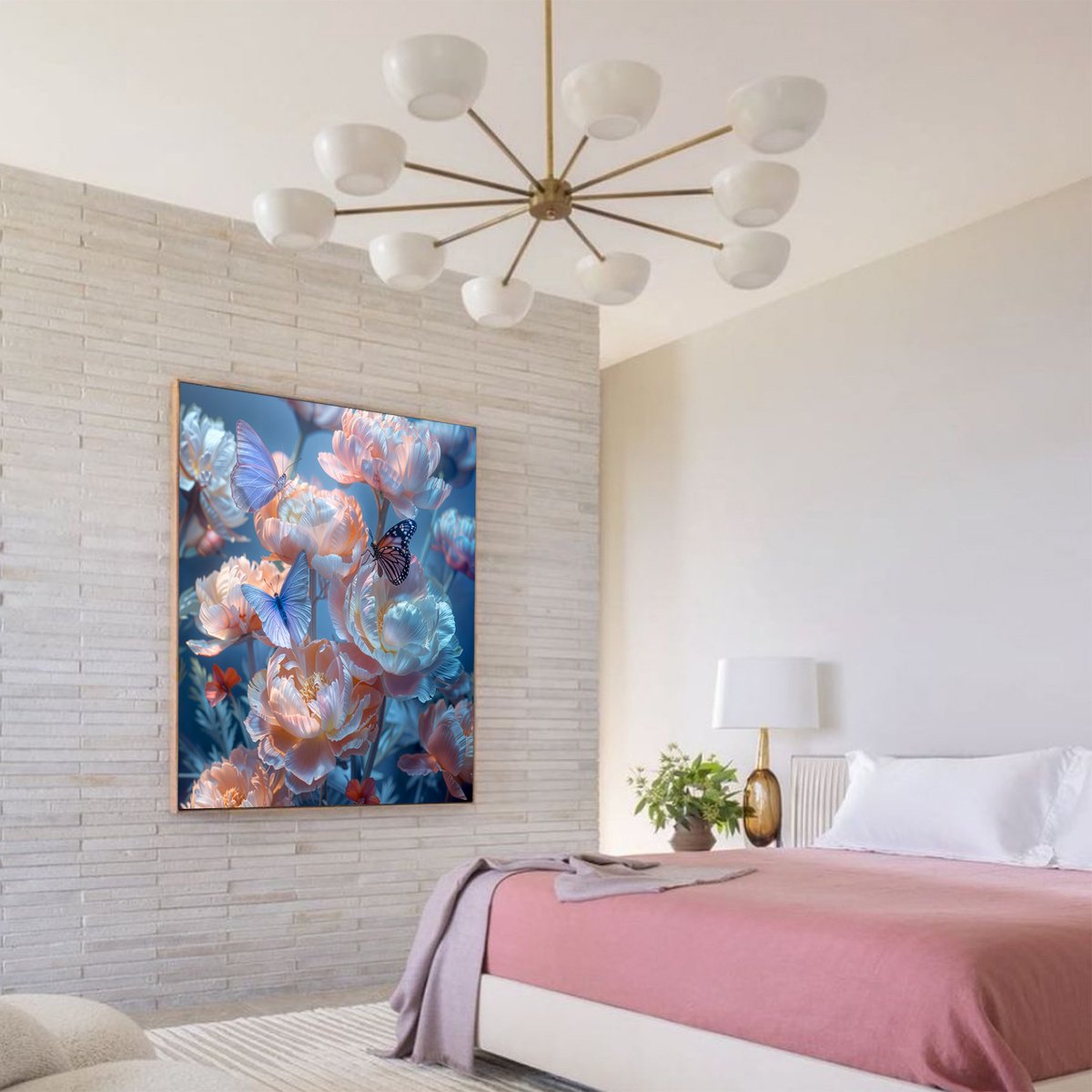 Photorealistic Botanical Photograph By Michael Filonow, 32 X 32", Butterfly Garden 17, Original Artwork