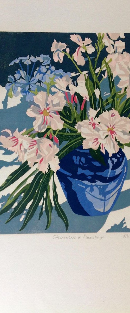 Oleanders and Plumbago by Rosalind Forster