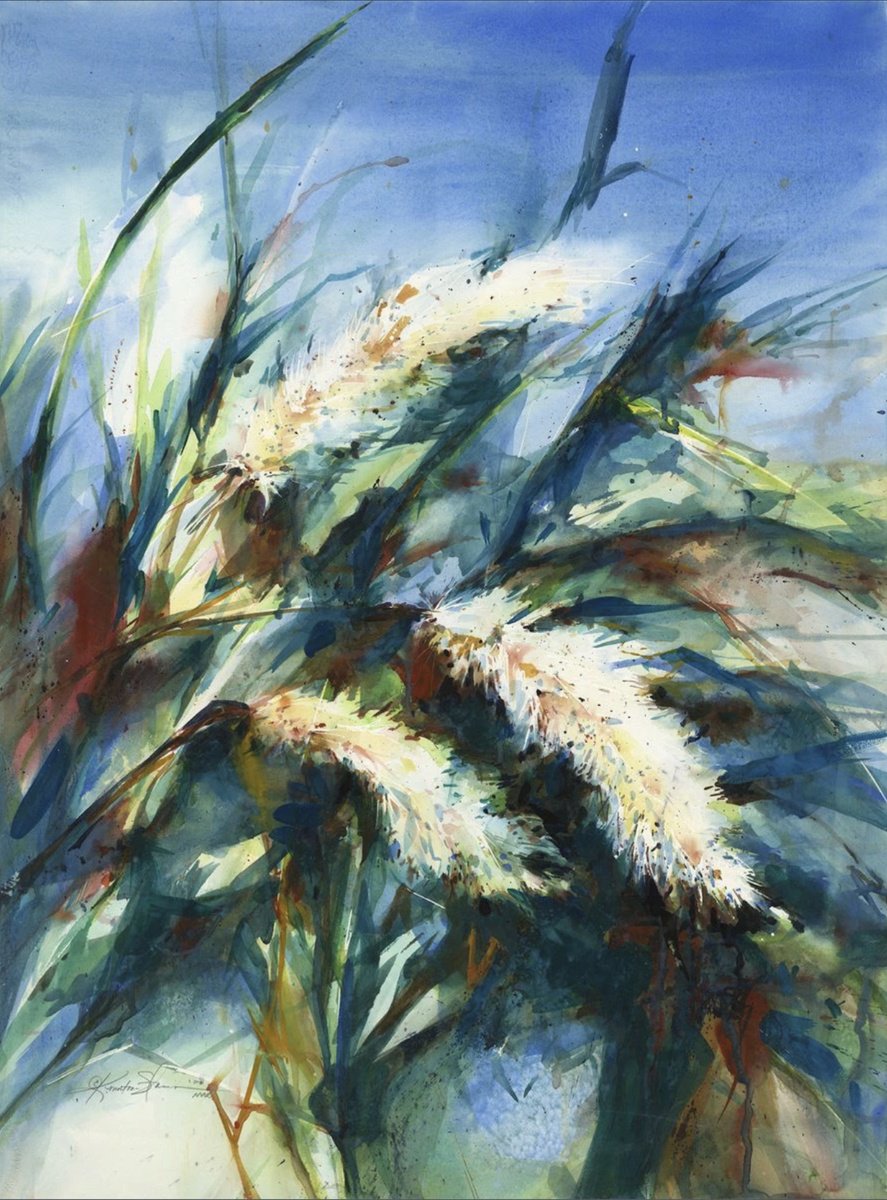 Expressive Watercolour , Pampas Grass By Kathy Morton Stanion, 23 X 30, Artwork For Sale On Artfinder