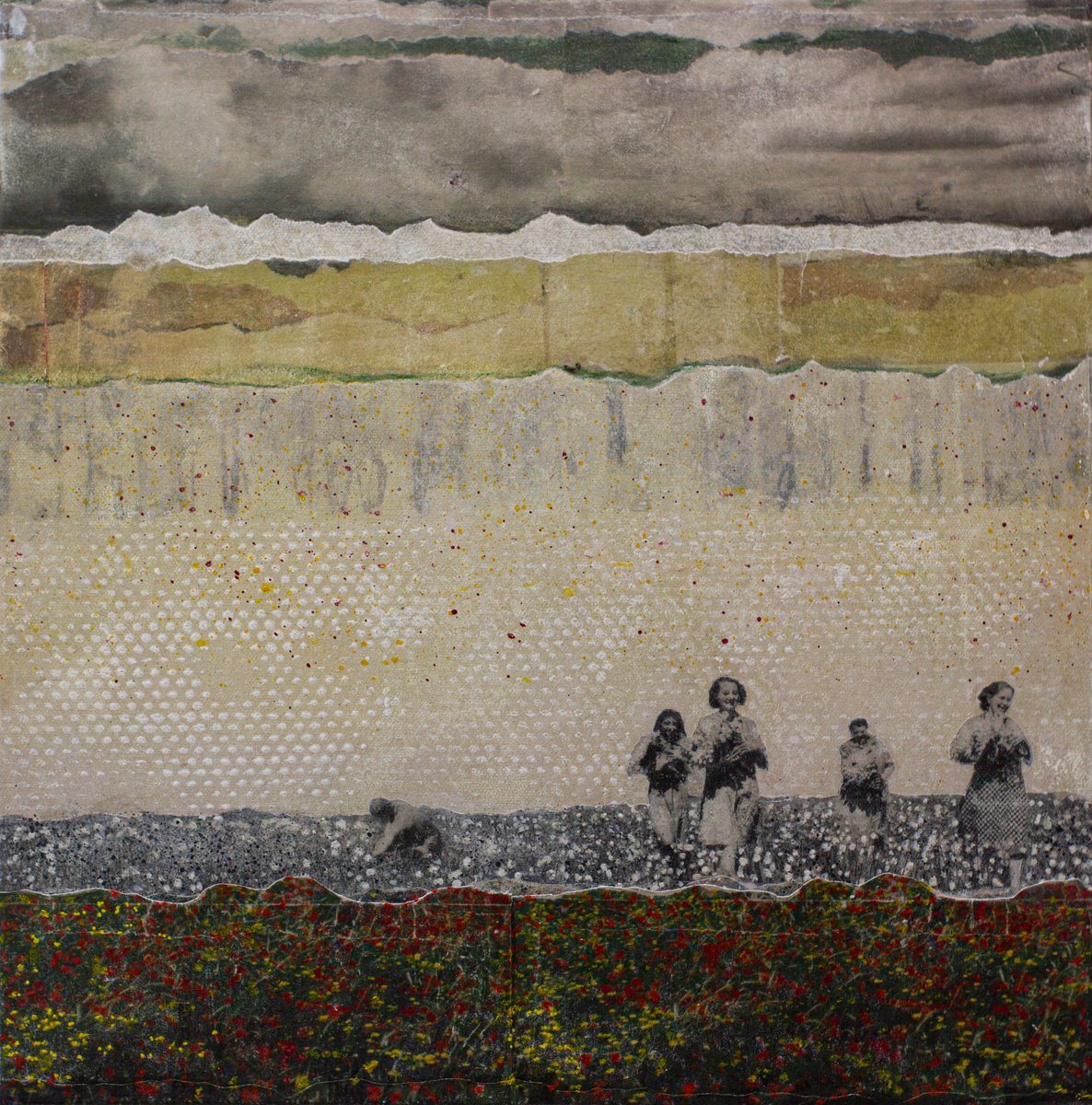 Landscape Painting By Db Waterman, 16 X 16, Wallflowers Ii, Original Artwork